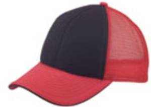 DDI 1474374 6 Panel Mesh Back with Sandwich Bill Cap - Red-Black Case Of 144