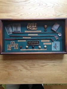 Vintage Schaukastenbild unikat Golfbälle, Golfschläger