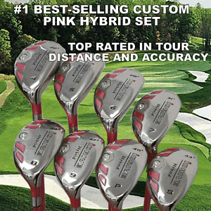 #1 PINK LADIES OR MENS HYBRID RESCUE SET 3 4 5 6 7 8 9 PW SW LADY CUSTOM CLUBS