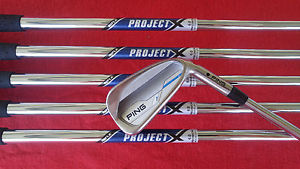 "MINT" PING i e1  4-PW, BLACK Dot, Upgrade: PROJECT X 6.0, Stiff, RH, i Series