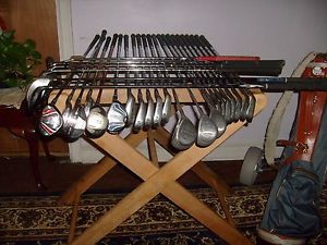 27 PIECE GOLF CLUB IRON SET WITH PALMER GOLF BAG,DUNLOP TROLLEY CADDY!