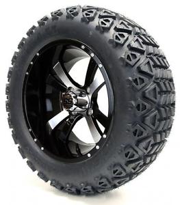 14" Madjax "Twister" Mach/Black Wheel and 23x10-14 Golf Cart 4-PLY Tire Combo