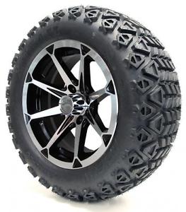 14" "Titan" Machined and Black Wheel and 23x10-14 Golf Cart 4-PLY Tire Combo