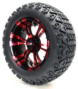 14" "Vampire" SS Black and Red Wheel and 23x10-14 Golf Cart 4-PLY Tire Combo