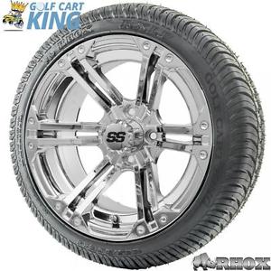 14" RHOX SS RX352 Chrome Wheel and Low Profile Golf Cart Tire Combo Options