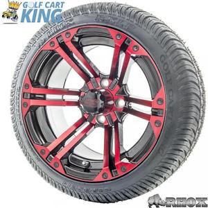 14" RHOX SS RX354-BR Red Wheel and Low Profile Golf Cart Tire Combo Options