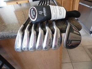 10 club men's Adams Idea A2OS hybrid iron set w/ Adams Woods & Odyssey putter!