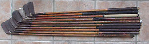 10 Antique Vintage Old 1920s Hickory Wood Shaft Golf Clubs Typical Found Cond.