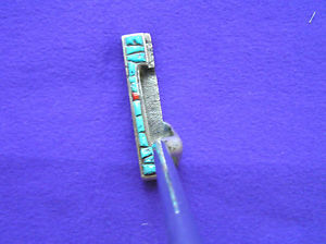 #184.  Golf Club with Sterling head inlaid with Turquoise & red coral.