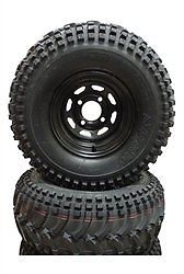 10 Inch Black 8 Window Steel Golf Cart Wheel & Duro Mud / Sand Tire