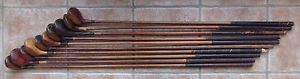 10 Antique Vintage Old 1920s Hickory Wood Shaft Golf Clubs Driver Brassie Spoon