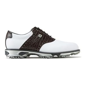 ** NEW 2017 ** FootJoy DryJoy Tour Golf Shoes - White / Brown Croc