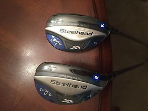 2 NEW Callaway XR Steelhead Hybrids #5 + #4 Regular Flex w/Headcovers